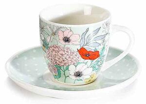 Šálka s podšálkou "kvetinový dekor", porcelán, 85 ml, 3 motívy (72.06.08 AFI)