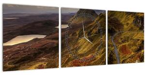 Obraz škótskych hôr (s hodinami) (90x30 cm)