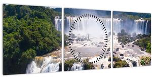 Obraz Iguassu vodopádov (s hodinami) (90x30 cm)