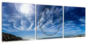Obraz oblohy s mraky (s hodinami) (90x30 cm)