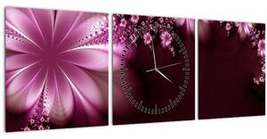 Obraz abstrakcie - kvety (s hodinami) (90x30 cm)
