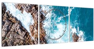 Obraz skál a mora (s hodinami) (90x30 cm)