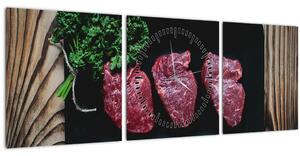 Obraz mäsa na tanieri (s hodinami) (90x30 cm)