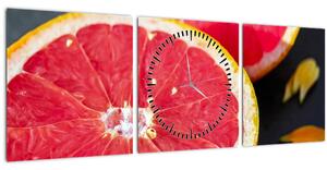 Obraz rozkrojených grapefruitov (s hodinami) (90x30 cm)