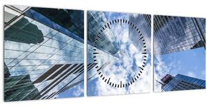 Obraz mrakodrapov (s hodinami) (90x30 cm)