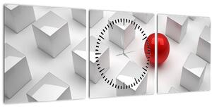 Obraz abstrakcie - kocky s guľou (s hodinami) (90x30 cm)