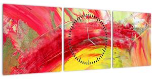 Obraz abstrakcie - maľba (s hodinami) (90x30 cm)
