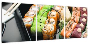 Obraz - Sushi (s hodinami) (90x30 cm)