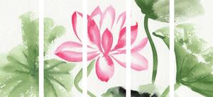 5-dielny obraz akvarelový lotosový kvet