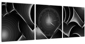 Obraz čierno-bielych sŕdc (s hodinami) (90x30 cm)