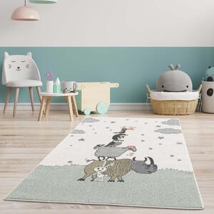Roztomilý detský koberec na hranie so zvieratkami Zelená Šírka: 80 cm | Dĺžka: 150 cm