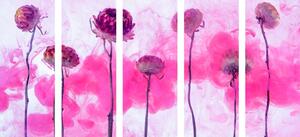 5-dielny obraz kvety s ružovou parou