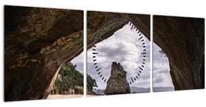 Obraz z jaskyne, Nový Zéland (s hodinami) (90x30 cm)