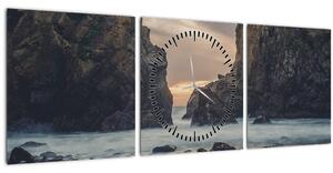 Obraz - Za súmraku (s hodinami) (90x30 cm)