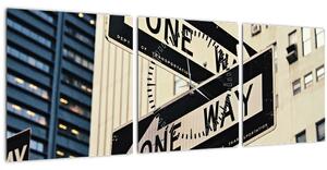 Obraz - New York ONE WAY (s hodinami) (90x30 cm)