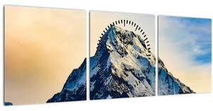Obraz zasnežených hôr, Nepál (s hodinami) (90x30 cm)