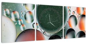 Obraz abstrakcie - bubliny (s hodinami) (90x30 cm)