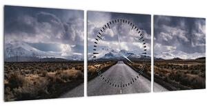 Obraz cesty v púšti (s hodinami) (90x30 cm)