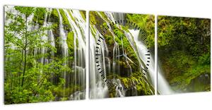 Obraz - Vodopád, Wind River Valley (s hodinami) (90x30 cm)