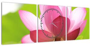 Obraz kvetu Lotusu (s hodinami) (90x30 cm)