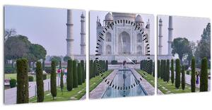 Obraz - Taj Mahal za východu slnka (s hodinami) (90x30 cm)