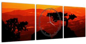 Obraz - Západ slnka (s hodinami) (90x30 cm)