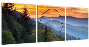 Obraz - Červánky v horách (s hodinami) (90x30 cm)
