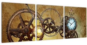 Obraz strojčekov historických hodín (s hodinami) (90x30 cm)