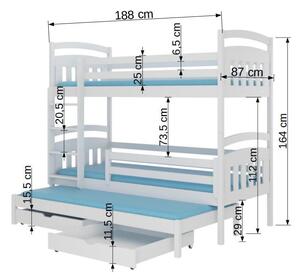 Poschodová detská posteľ 180x80 cm. Vlastná spoľahlivá doprava až k Vám domov. 1052264