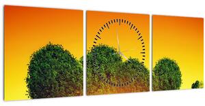 Obraz - Srdce v korunách stromov (s hodinami) (90x30 cm)