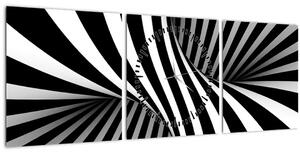 Abstraktní obraz so zebrymi pruhmi (s hodinami) (90x30 cm)