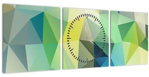 Obraz geometrické abstrakcie (s hodinami) (90x30 cm)