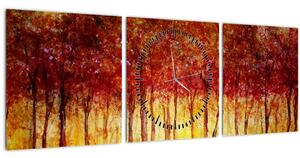 Obraz - Maľba listnatého lesa (s hodinami) (90x30 cm)