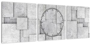 Obraz - Abstrakcia betónových kachličiek (s hodinami) (90x30 cm)
