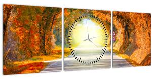 Obraz - Brána z korún stromov (s hodinami) (90x30 cm)
