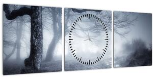 Obraz - Cesta v hmle (s hodinami) (90x30 cm)