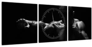 Obraz - Úder päsťou (s hodinami) (90x30 cm)
