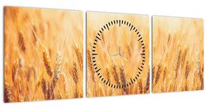 Obraz - pole s obilím (s hodinami) (90x30 cm)