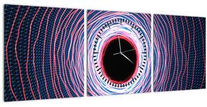 Obraz abstrakcie kruhu (s hodinami) (90x30 cm)