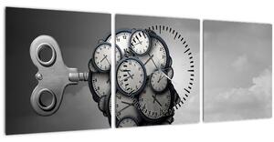 Umelecký obraz hlavy s hodinami (s hodinami) (90x30 cm)