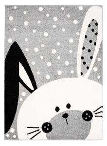 Detský sivý koberec na hranie zajačik Sivá Šírka: 80 cm | Dĺžka: 150 cm