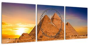 Obraz - Egyptské pyramídy (s hodinami) (90x30 cm)