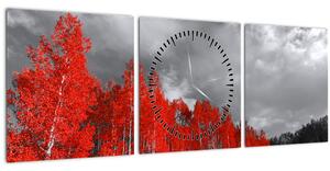 Obraz - Stromy vo farbe jesene (s hodinami) (90x30 cm)