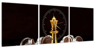 Obraz - Šachové figúrky (s hodinami) (90x30 cm)