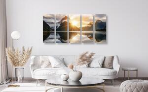 5-dielny obraz krásny východ slnka na Novom Zélande
