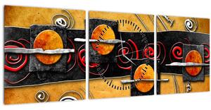 Obraz abstrakcie - Planéty (s hodinami) (90x30 cm)