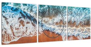 Obraz morskej pláže (s hodinami) (90x30 cm)