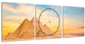 Obraz egyptských pyramíd (s hodinami) (90x30 cm)
