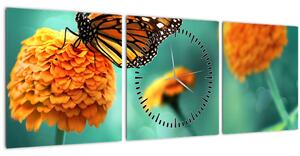 Obraz motýľa (s hodinami) (90x30 cm)