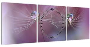 Obraz kvapôčok na páperí (s hodinami) (90x30 cm)